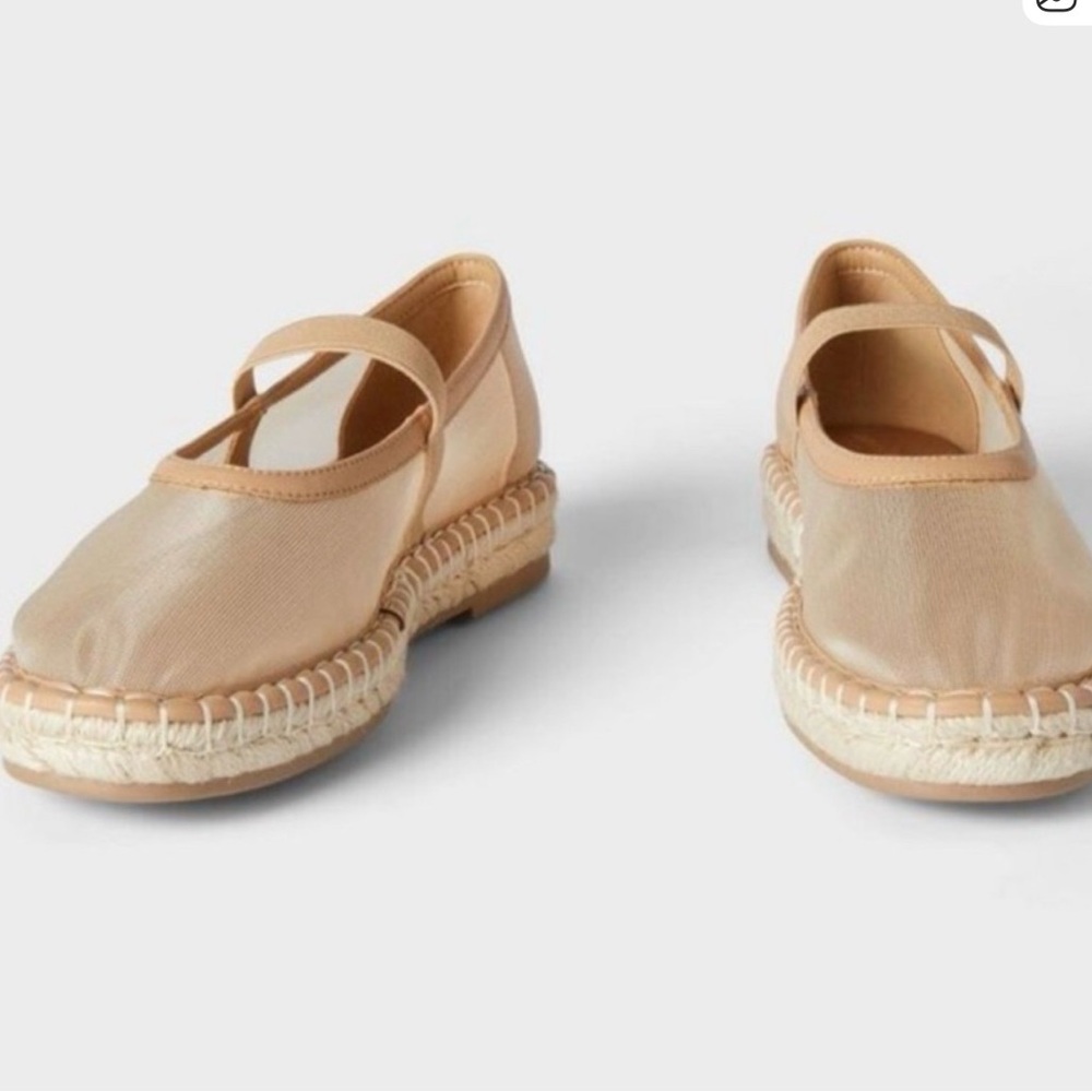 Universal Thread Women’s Tan Celia Mesh Espadrille Mary Jane Flats Size 9.5